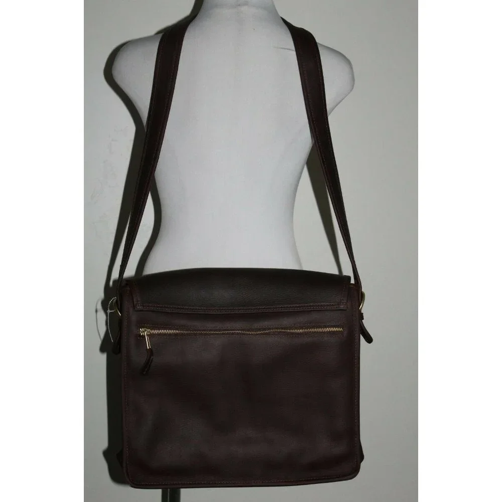ASTON Orwell‎ Mailman Leather Espresso Brown Messenger Laptop Bag MSRP $385